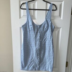 Blue Gingham Button-Down Dress